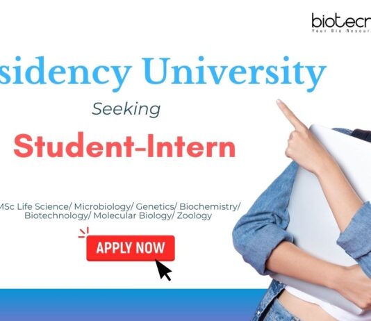 Life Science Internship: Presidency University Seeking Student Intern | MSc Life Science Candidates Apply Now | Life Science Jobs
