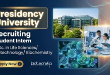 Apply for a Life Science Internship at Presidency University under DST SERB project. Ideal for Students planning for Career in Life Science.