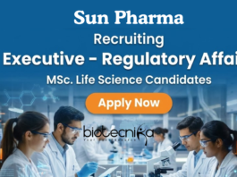 Regulatory affairs jobs at Sun Pharma for life science professionals in Baroda