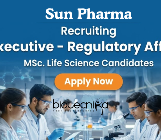 Regulatory affairs jobs at Sun Pharma for life science professionals in Baroda