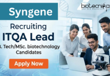 Syngene Hiring for ITQA Lead Role | Life Sciences Jobs | Apply Now Life science jobs at Syngene for ITQA Lead professionals in Bangalore