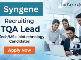 Life science jobs at Syngene for ITQA Lead professionals in Bangalore