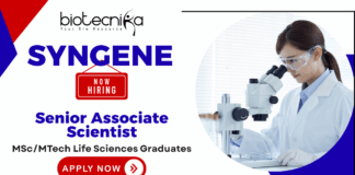 Syngene Senior Associate Scientist Recruitment 2025 | Apply for Life Science Jobs Syngene Senior Associate Scientist recruitment – life science jobs and biotechnology jobs