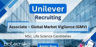 Unilever hiring for Freshers For Associate Job | Life Science Jobs Pharmacovigilance jobs at Unilever for life science graduates – GMV Associate role