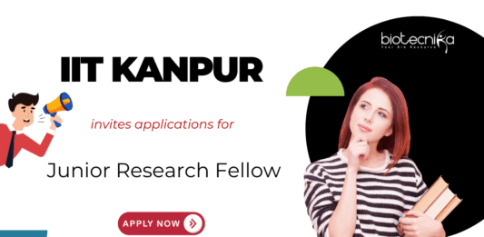 Junior Research Fellow Vacancy at IIT Kanpur. Focus on liquid Biopsy, Molecular Biology, and in-vivo models for Prostate Cancer. Apply Now