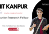Junior Research Fellow Vacancy at IIT Kanpur. Life Sciences Candidates, Apply Now. Exp Molecular biology/Cell Culture is preferred.