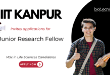 Junior Research Fellow Vacancy at IIT Kanpur. Life Sciences Candidates, Apply Now. Exp Molecular biology/Cell Culture is preferred.