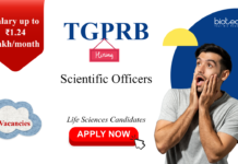 Scientific Officer in Forensic Science Laboratory at TGPRB. Salaries up to ₹1.24 Lakh/month. Life Sciences Candidates, Apply Now