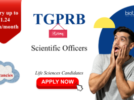Scientific Officer in Forensic Science Laboratory at TGPRB. Salaries up to ₹1.24 Lakh/month. Life Sciences Candidates, Apply Now