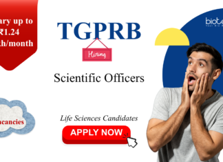 Scientific Officer in Forensic Science Laboratory at TGPRB. Salaries up to ₹1.24 Lakh/month. Life Sciences Candidates, Apply Now