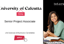 Project Associate Jobs at The University of Calcutta. M.Sc. in Life Sciences & Biophysics Candidates, Apply Now.