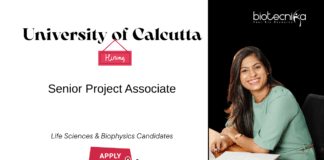Project Associate Jobs at The University of Calcutta. M.Sc. in Life Sciences & Biophysics Candidates, Apply Now.