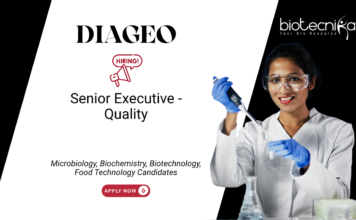 Food Technology Jobs at Diageo. Apply Now For Senior Executive - Quality Role in Alwar, India. QMS & QC Job.