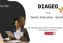Quality Executive Job at Diageo, Kolkata. Microbiology, Biochemistry, Biotechnology, or Food Technology Candidates, Apply Now.