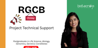 Life Sciences Jobs at RGCB. PG in Life Science, Genomics, or Biology Candidates - Apply Now For Project Technical Support Position.