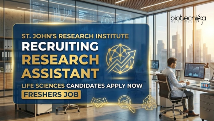 Research Assistant Job at St. John’s Research Institute. Biochemistry & Life Sciences Candidates, Apply Now.