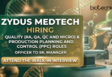Quality Analyst Jobs at Zydus MedTech. Life Sciences Candidates, Attend The Walk-in Interview for RA, QA, QC & Micro Jobs.