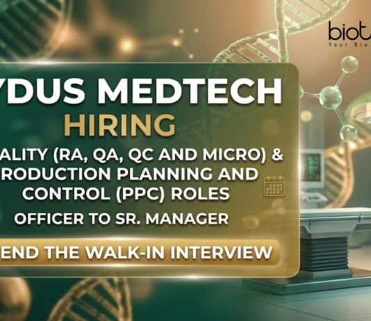 Quality Analyst Jobs at Zydus MedTech. Life Sciences Candidates, Attend The Walk-in Interview for RA, QA, QC & Micro Jobs.