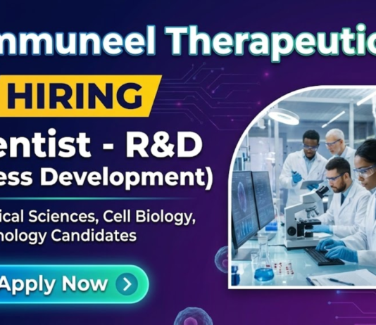 Research & Development Job at Immuneel Therapeutics. Biological Sciences & Cell Biology Candidates, Apply Now.