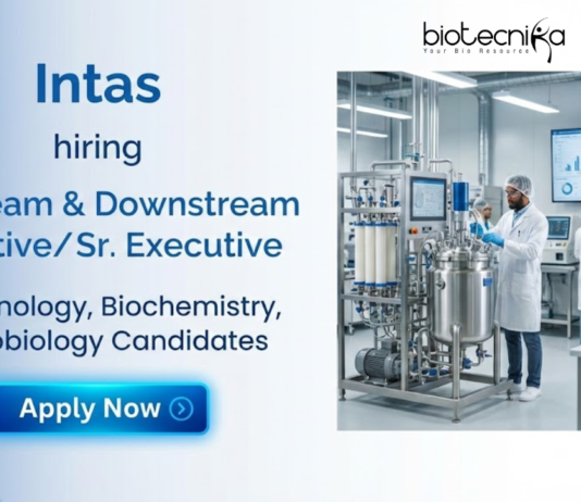 Executive Job at Intas Pharmaceuticals. Biotechnology Biochemistry, or Microbiology Candidates, Apply Now.