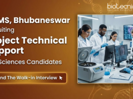 Biotechnology Job at AIIMS, Bhubaneswar. Life Sciences Candidates Attend the Walk-in Interview For Project Technical Support Positions.