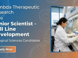Scientist Job at Lambda Therapeutic Research. Master's in Biological Sciences Candidates, Apply Now for Senior Scientist Role.