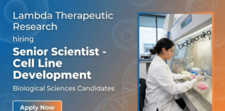 Scientist Job at Lambda Therapeutic Research. Master's in Biological Sciences Candidates, Apply Now for Senior Scientist Role.