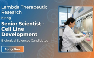 Scientist Job at Lambda Therapeutic Research. Master's in Biological Sciences Candidates, Apply Now for Senior Scientist Role.