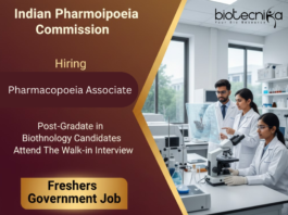 Freshers Govt Job at Indian Pharmacopoeia Commission. Biotechnology Candidates, Attend The Walk-in Interview.