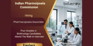 Freshers Govt Job at Indian Pharmacopoeia Commission. Biotechnology Candidates, Attend The Walk-in Interview.
