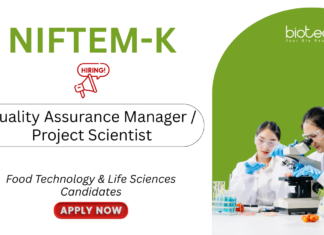 Food Technology Jobs at NIFTEM. Life Sciences Candidates, Apply Now For Quality Assurance Manager/ Project Scientist Role.