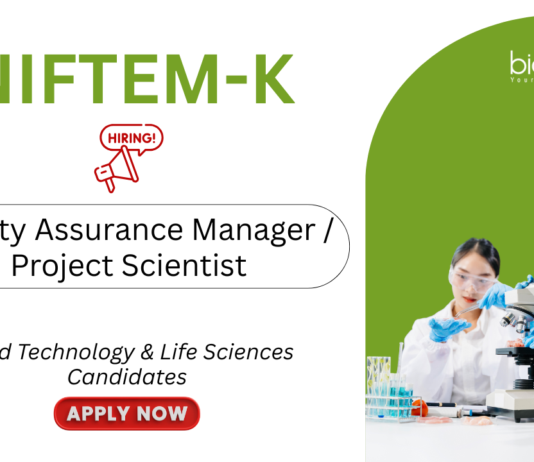 Food Technology Jobs at NIFTEM. Life Sciences Candidates, Apply Now For Quality Assurance Manager/ Project Scientist Role.
