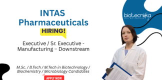 Biotechnology Jobs at Intas Pharmaceuticals. Downstream Manufacturing, Chromatography, & Protein Purification. Attend The Virtual interview.