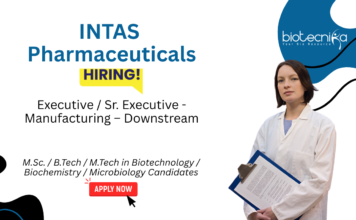 Biotechnology Jobs at Intas Pharmaceuticals. Downstream Manufacturing, Chromatography, & Protein Purification. Attend The Virtual interview.