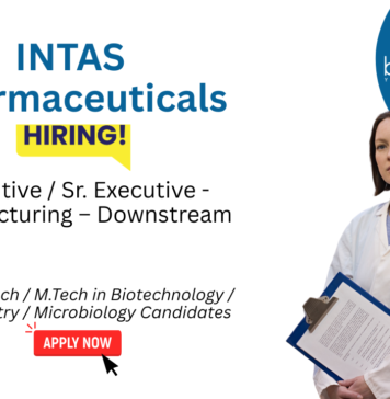 Biotechnology Jobs at Intas Pharmaceuticals. Downstream Manufacturing, Chromatography, & Protein Purification. Attend The Virtual interview.