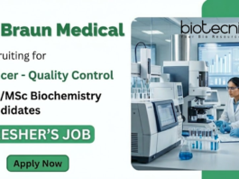 Quality Control jobs at B. Braun Medical India for life sciences and biochemistry graduates