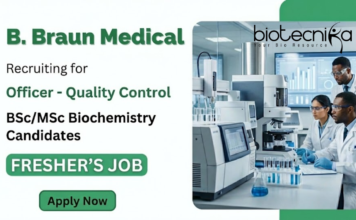 Quality Control Jobs | Officer – QC at B. Braun Medical India | Life Sciences Job Quality Control jobs at B. Braun Medical India for life sciences and biochemistry graduates