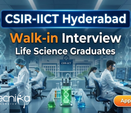 CSIR Recruitments for Research Jobs | Walk-in interview for Life Science jobs CSIR IICT research jobs 2025 announced through walk-in-interview. Apply for life science jobs under CSIR recruitments at Hyderabad.