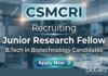 JRF Vacancy at CSMCRI for Biotech Jobs | Apply Now CSMCRI JRF vacancy 2026 for biotech jobs under CSIR GATE scheme and CSMCRI recruitment.