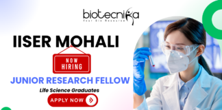 Junior Research Fellow Job at IISER Mohali – Biotechnology Junior Research Fellow biotechnology job at IISER Mohali DST project