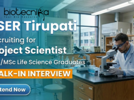 Project Scientist jobs at IISER Tirupati Recruitment for Life Science jobs