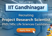 Research Scientist Jobs at IIT Gandhinagar | MSc Biology Apply Now Research scientist jobs at IIT Gandhinagar for life science graduates