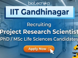 Research scientist jobs at IIT Gandhinagar for life science graduates