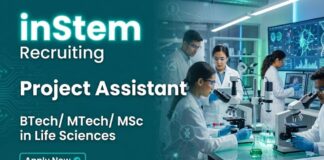 inStem Recruitment 2025 Offers Project Associate Jobs for Life Science Graduates at BRIC-inStem Bengaluru under DBT funded Research programs.