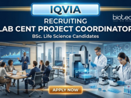 CRO jobs at IQVIA for life science graduates – Lab Cent Project Coordinator role