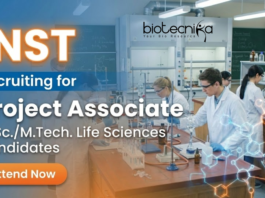 INST Project Associate jobs 2026 for research jobs in life sciences