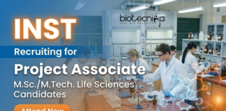 Walk-in interview at INST | Project Associate Jobs | Life Science jobs | Attend Now INST Project Associate jobs 2026 for research jobs in life sciences