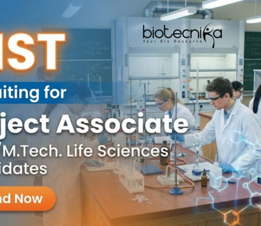 INST Project Associate jobs 2026 for research jobs in life sciences