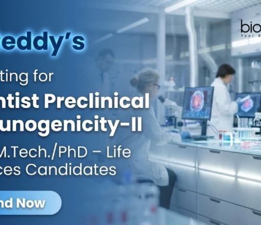 Scientist jobs at Dr Reddy’s Laboratories for biotechnology professionals in preclinical immunogenicity