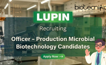 Lupin hiring for Officer – Production Microbial | Biotechnology Jobs biotechnology jobs at Lupin Pune officer production microbial life science jobs